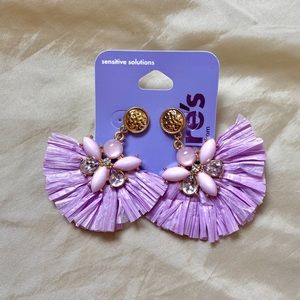 Raffia 2” Fan Drop Earrings - Lavender